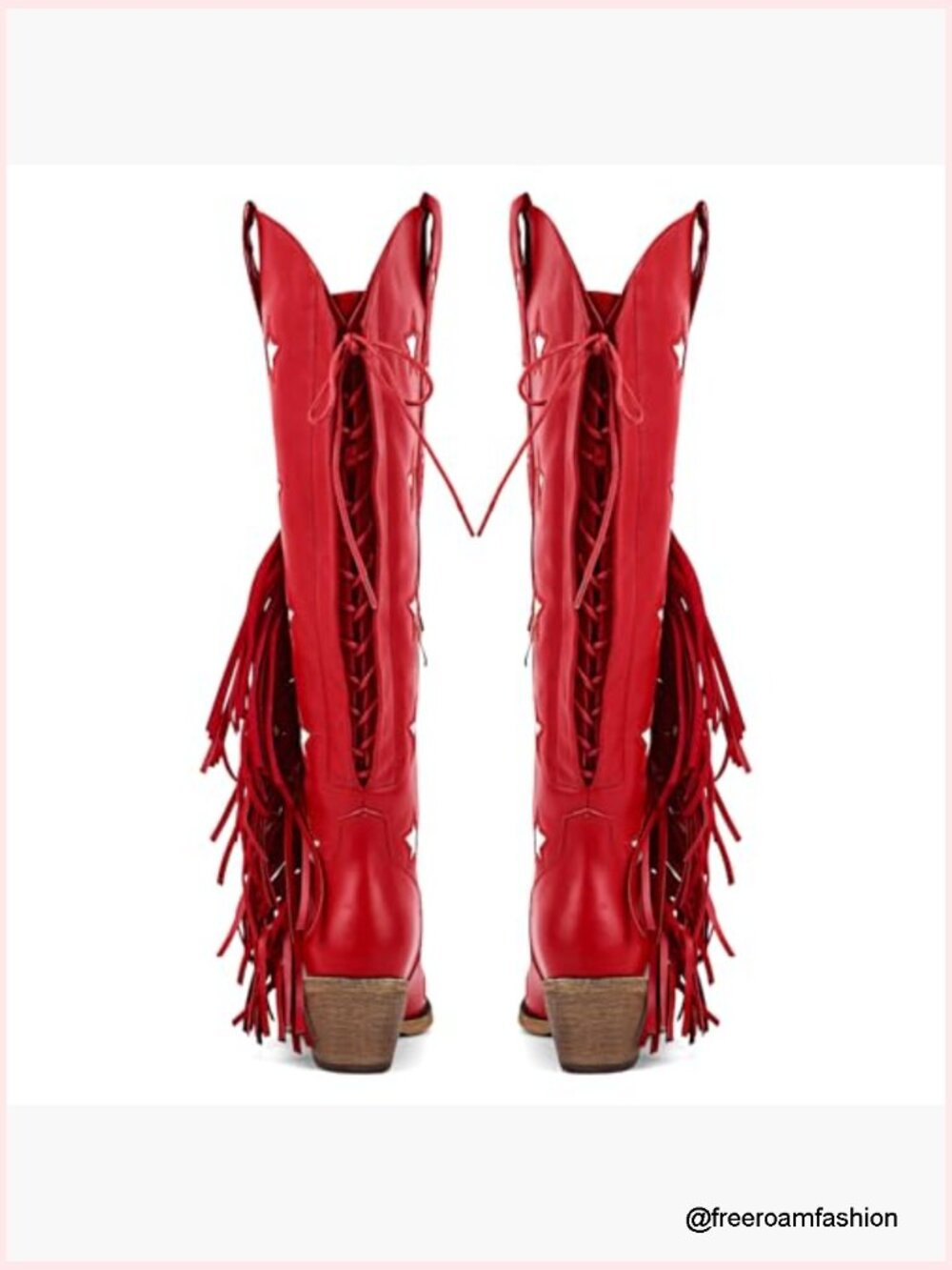 Western Fringe Cowboy Boots Over Knee Wide Calf Cowgirl - Picture 5 of 7